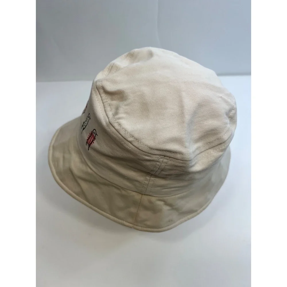 Children's Cotton Bucket Hat Size L/XL Beige with Penguins- ‎ Adorable!